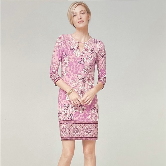 White House Black Market Dresses & Skirts - WHBM 3/4 Sleeve Floral Print Knit Shift Dress  XXS